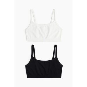 H&M 2-Pack Light Support Dry Move Sports Bras Black & White